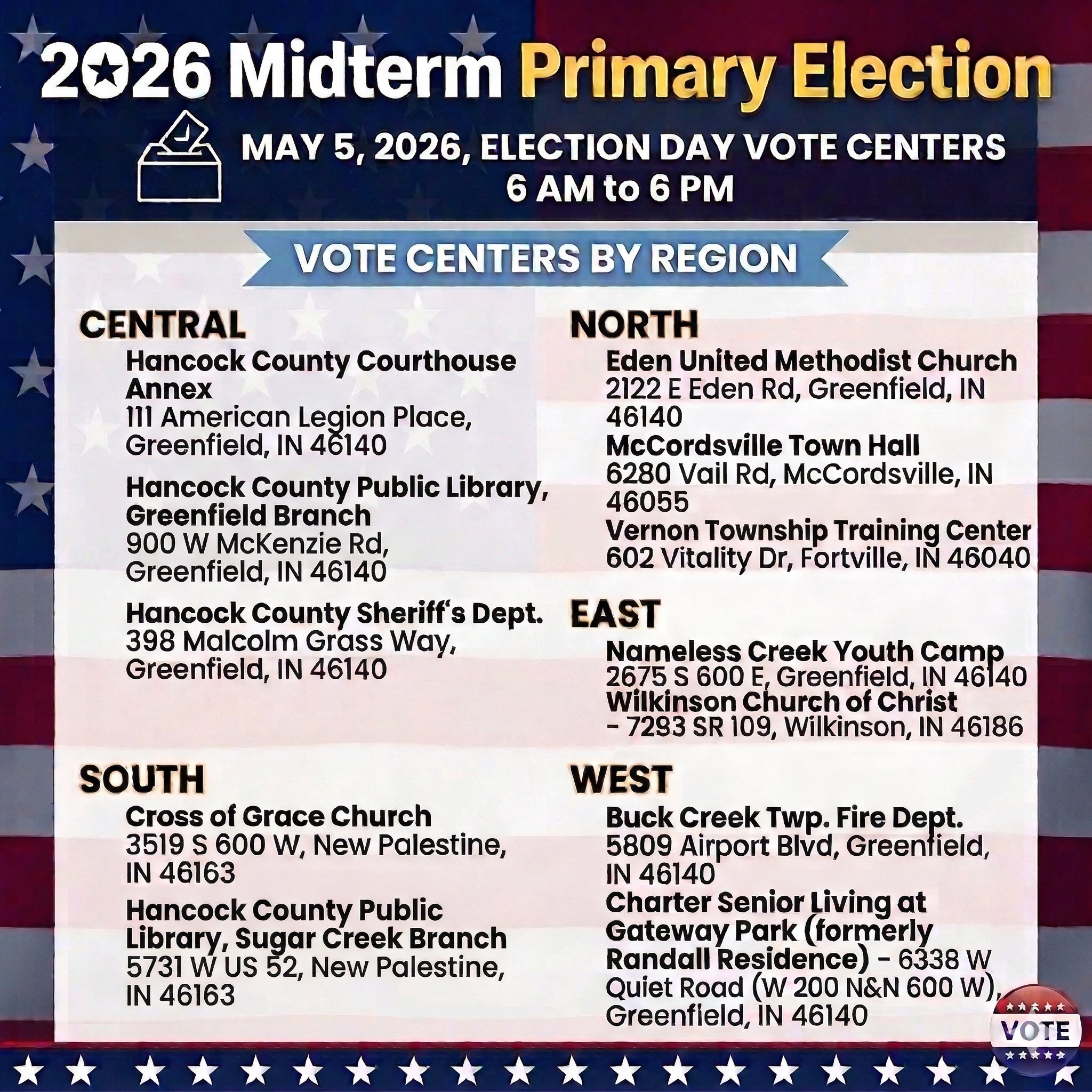 Tuesday, May 5th, 2026: Voting Locations